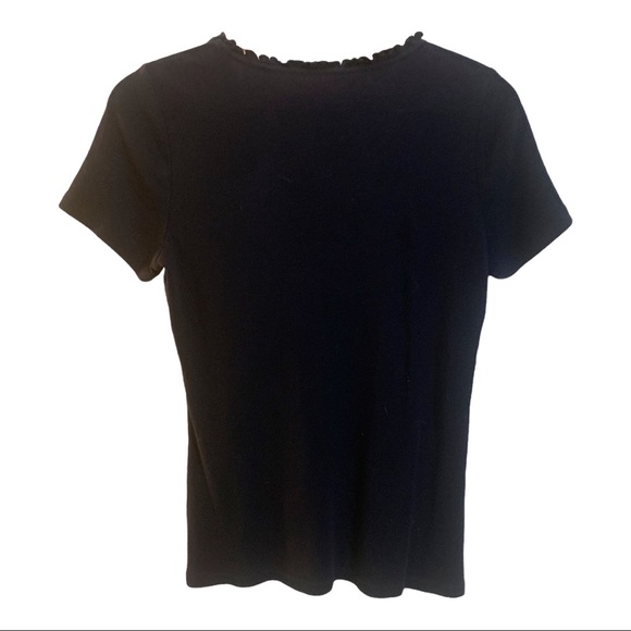 Talbots Black Cotton Short Sleeved Top S - Picture 3 of 6